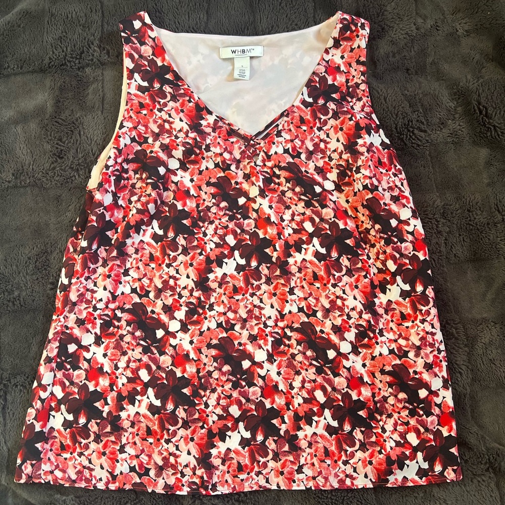 White House Black Market (WHBM) Pink/burgundy floral sleeveless blouse - Small